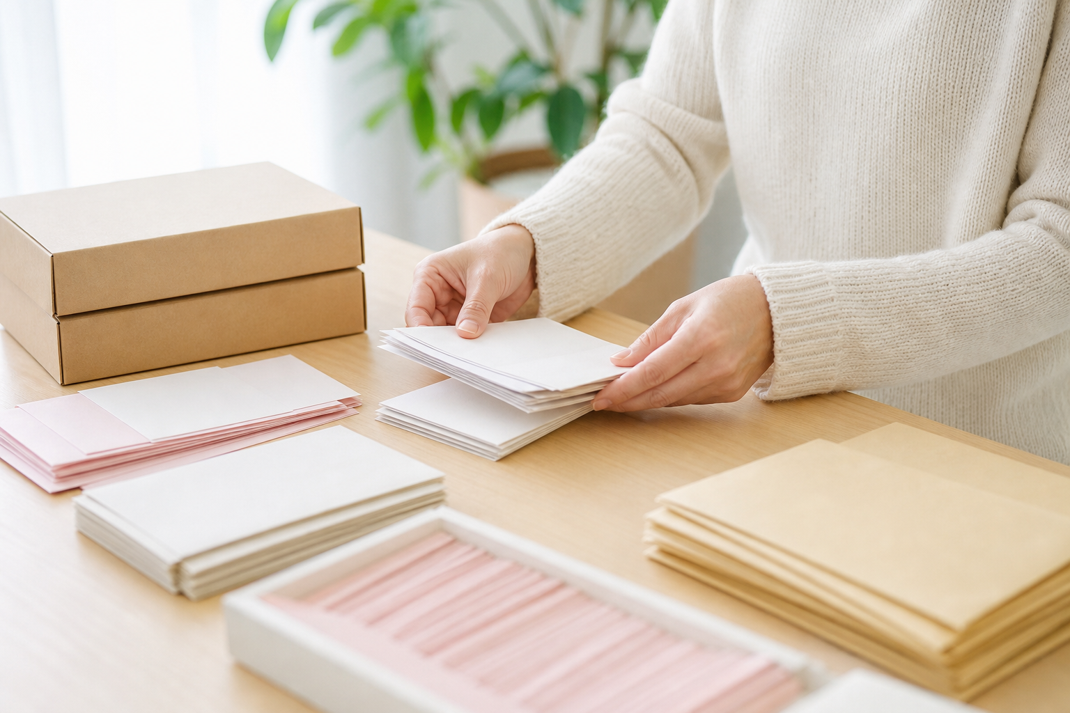 書類や封入物を丁寧に仕分けする軽作業